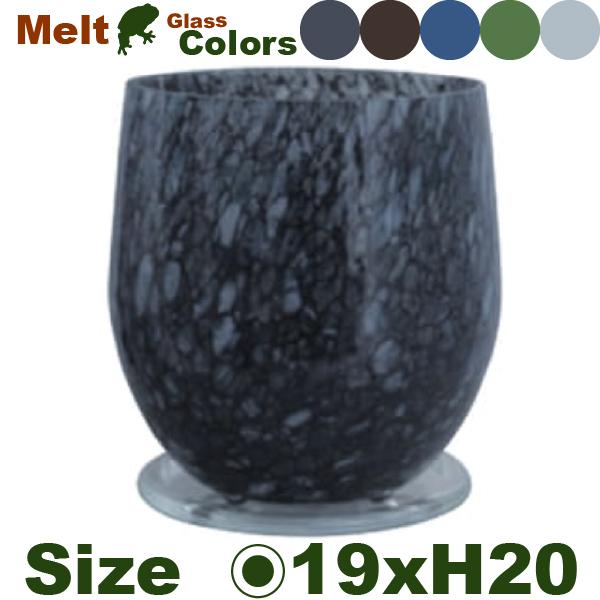 Melt メルト エッグ 19（直径19cm×H20.5cm）（底穴あり/透明色受皿付）（5号可）（ガラス製）（ビイドロ）の画像