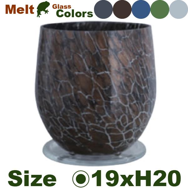 Melt メルト エッグ 19（直径19cm×H20.5cm）（底穴あり/透明色受皿付）（5号可）（ガラス製）（ビイドロ）の画像