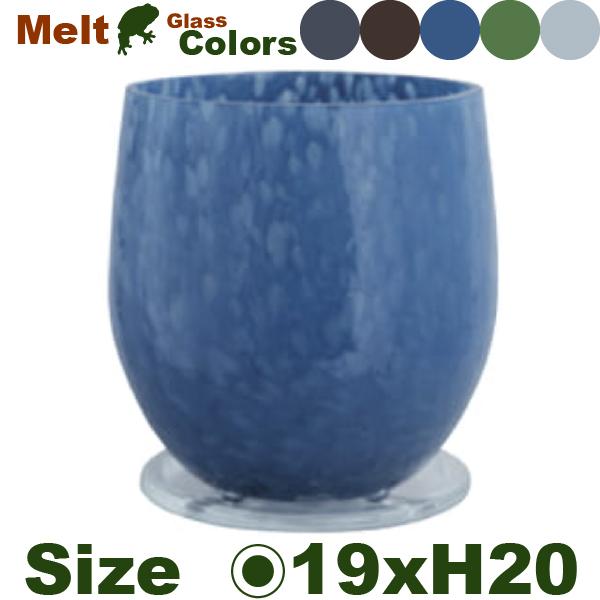 Melt メルト エッグ 19（直径19cm×H20.5cm）（底穴あり/透明色受皿付）（5号可）（ガラス製）（ビイドロ）の画像