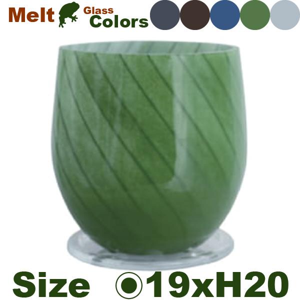 Melt メルト エッグ 19（直径19cm×H20.5cm）（底穴あり/透明色受皿付）（5号可）（ガラス製）（ビイドロ）の画像