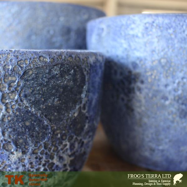 【屋外対応】KM バブルポット ラウンド SMLセット（S:直径20cm×H16cm/M:直径25cm×H20cm/L:直径30cm×H25cm）（底穴あり）（陶器製）（プランター/ポット） |  | 05
