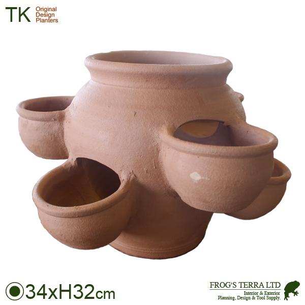 ストロベリーポット 6ポケット（直径34cm×H32cm）（底穴あり）（素焼製）（プランター/ポット） | 