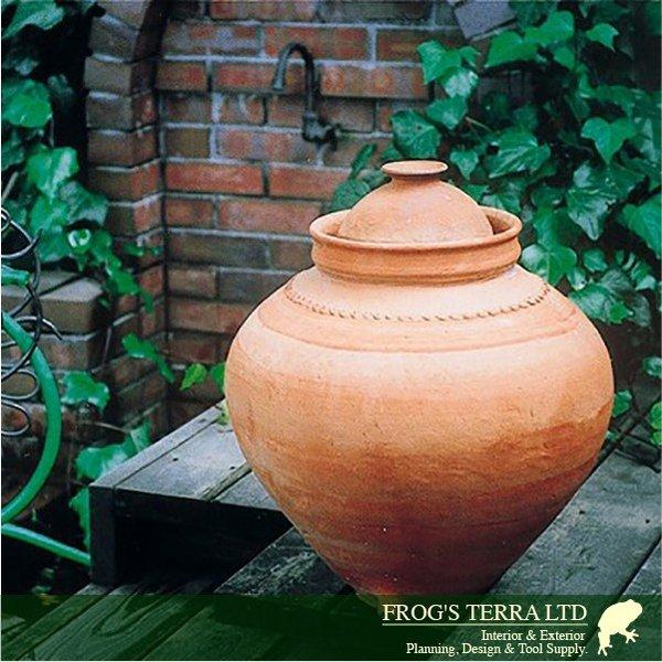 水ガメ・インドネシア ハンドメイドテラコッタ 壷・70098（直径40cm×H50cm）（底穴あり）（陶器鉢/テラコッタ）（プランター/園芸/寄せ植え/ポット） |  | 01