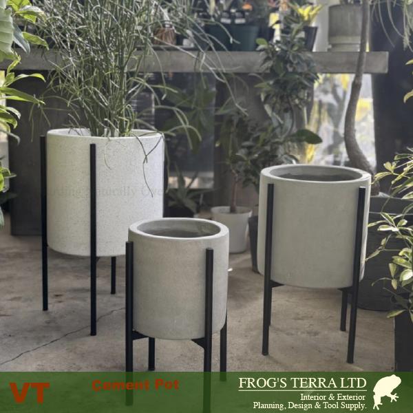 VT スタンド付シリンダー VT31M（直径29cm×H41cm）（底穴あり）セメント ファイバー プランター ポット 観葉鉢 鉢 園芸 |  | 02