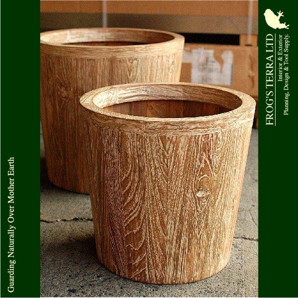 鉢カバー  木製  チークウッドプランター W1716（直径40cm×H38cm）（底穴なし）（プランター/植木鉢/鉢）（寄せ植え/観葉植物用） |  | 01