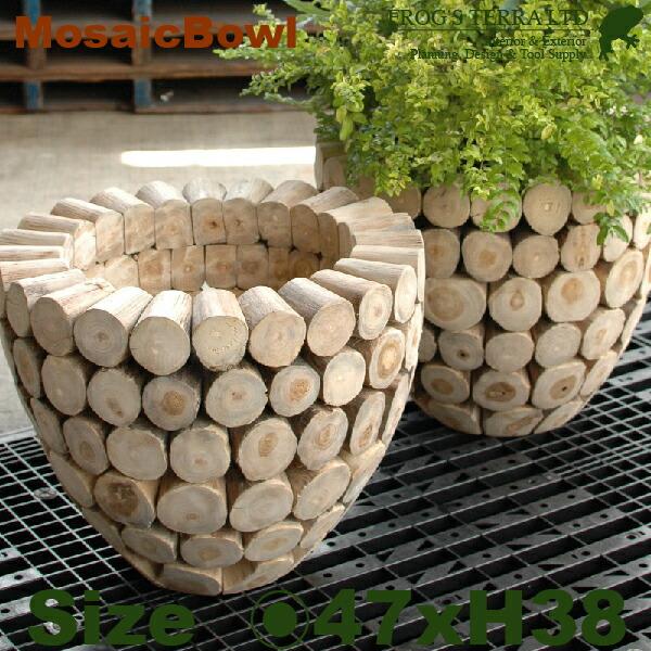 鉢カバー・木製・チークウッドプランター W4706（直径47cm×H44cm）（底穴なし）（プランター/植木鉢/鉢/ポット）（寄せ植え/観葉植物用） | 