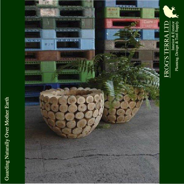 鉢カバー・木製・チークウッドプランター W4706（直径47cm×H44cm）（底穴なし）（プランター/植木鉢/鉢/ポット）（寄せ植え/観葉植物用） |  | 01