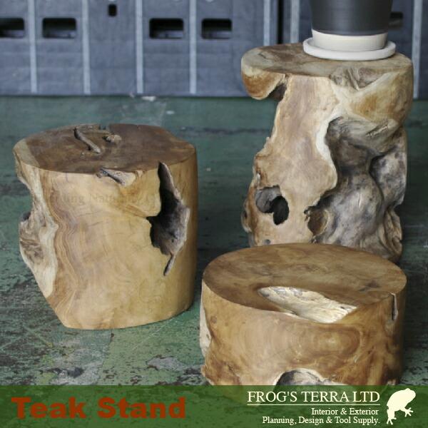 Wooden Stand W8701 チーク材 花台 M（直径30cm×H25cm）（花台/室内向き/スタンド） |  | 01