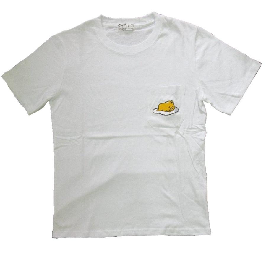 ぐでたま サンリオ ぐでたま メンズ 半袖 Tシャツ 胸ポケット付き ワッペン 柄