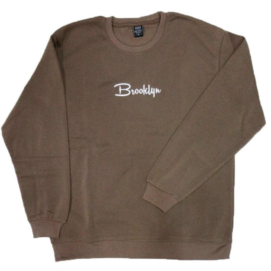 ZEKY 大きいサイズ 3L 4L メンズ 長袖 トレーナー 裏起毛 刺繍 文字 柄