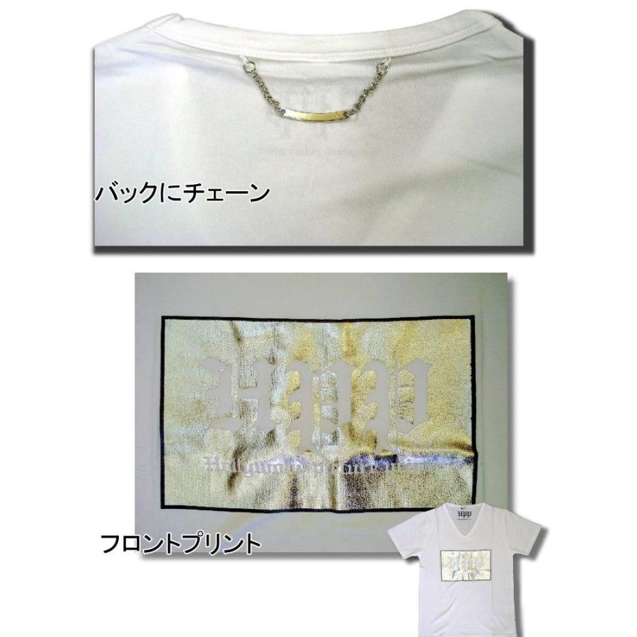 在庫処分セール アウトレット 再無 HPP お兄系 細身 メンズファッション ブランドロゴ柄 半袖Tシャツ チャーム付/bia342｜frogberry｜04