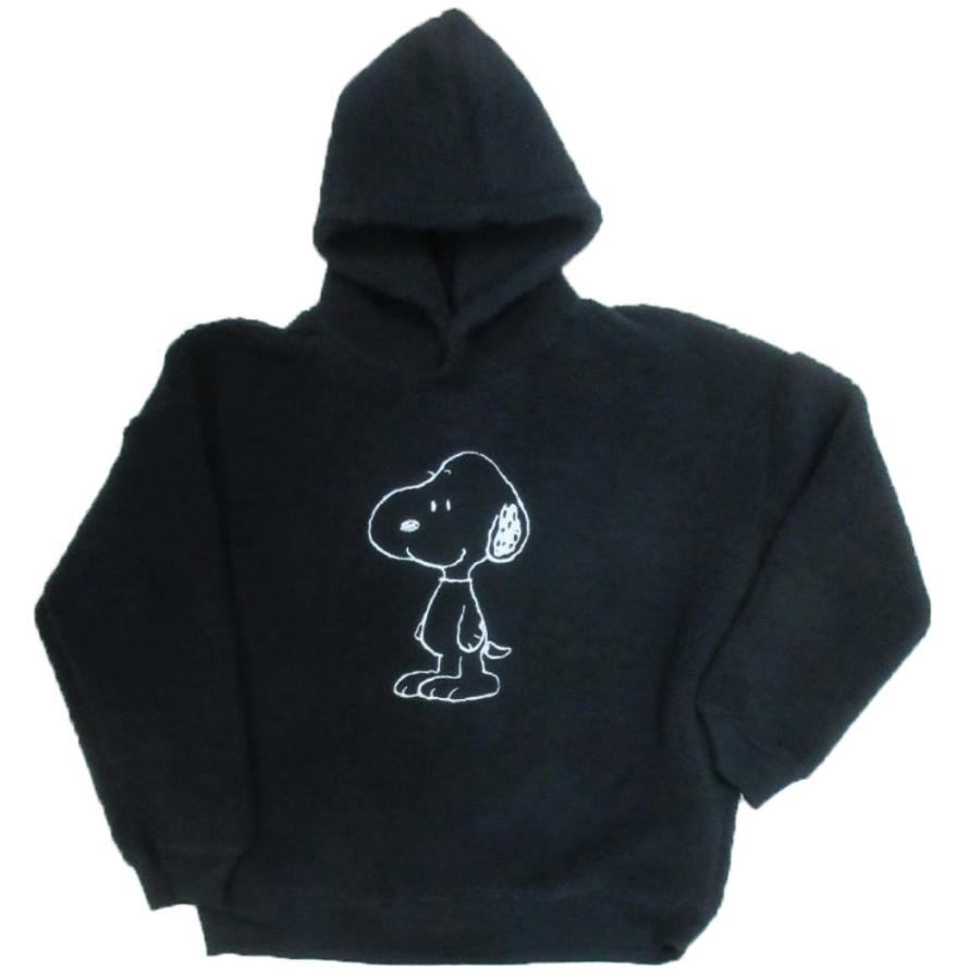 スヌーピー メンズ パーカー 表ボア 暖か 長袖 キャラ 刺繍 柄