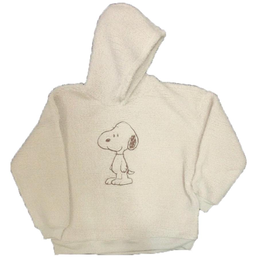 スヌーピー メンズ パーカー 表ボア 暖か 長袖 キャラ 刺繍 柄