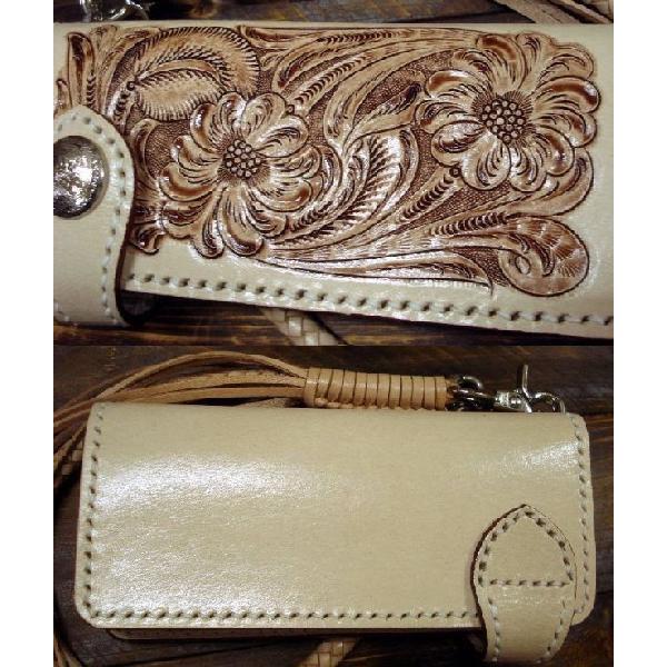 長財布 メンズ 革 カービング バイカーズ ウォレット 送料無料