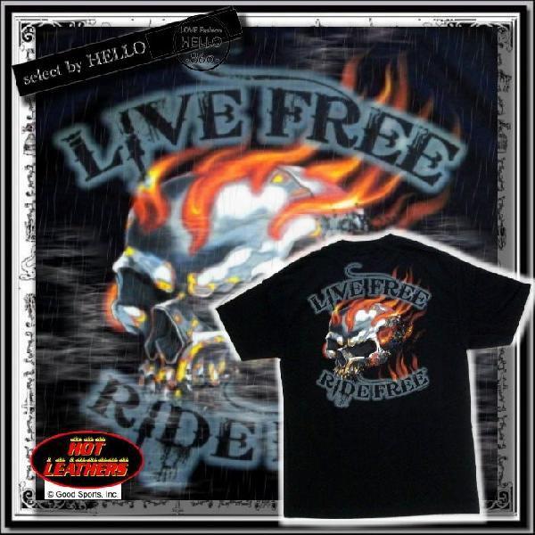 即納 再無 メンズ 半袖 Tシャツ バイカーファッション 大きいサイズ 燃えるドクロ 黒 /rfa092 |  | 01