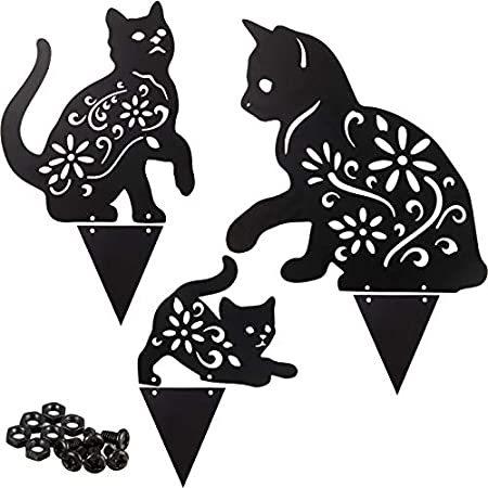 装飾 メタルキャットシルエット 庭 装飾 かわいい動物の像 装飾 庭 ガーデニング フロムアメリカ 黒猫 ステーク B08xqpqkln 芝生 オーナメント 3点 送料無料 装飾 ステーク 芝生 アウトドア 庭