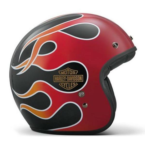 【SALE／62%OFF】 フロムLAハーレーダビッドソン ★ Harley Davidson  ジェットヘルメット  Retro Flame B01 3 4 Helmet　グロスブラック - 1
