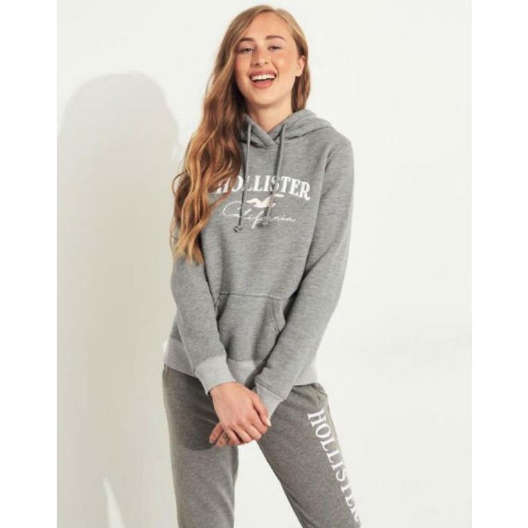 ホリスター Hollister レディース パーカー ★6654 Embroidered Logo Hoodie グレイ hlfl