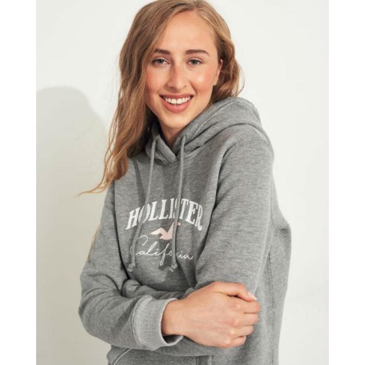 ホリスター Hollister レディース パーカー ★6654 Embroidered Logo Hoodie グレイ hlfl