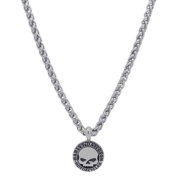 ハーレーダビッドソン　Harley Davidson ステンレススチール　ネックレス Steel Skull Disc Necklace　スチール　スカル　ディスク　ネックレス