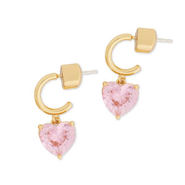 ケイトスペード ピアス Kate Spade Gold-Tone Heart Charm Huggie Hoop Earrings (Pink) ハート チャーム ハギー フープ ピアス（ピンク）