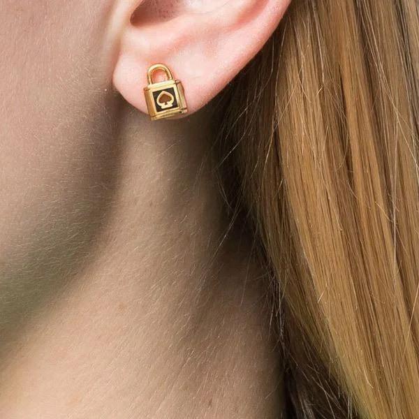 ケイトスペード ピアス Kate Spade Spade Lock Stud Earrings (Black) スペード ロック スタッド