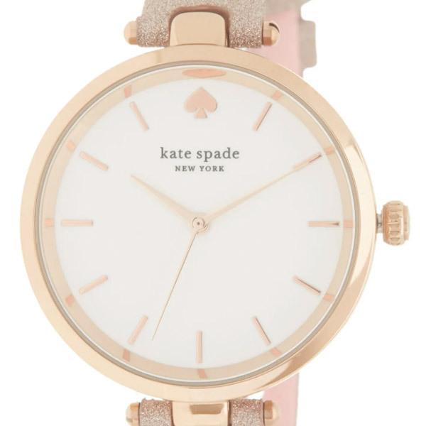 ケイトスペード 腕時計 Kate Spade KSW9042 holland three-hand rose gold-tone glitter leather watch 34mm ホランド グリッター ウォッチ(ローズゴールド)｜fromla｜03