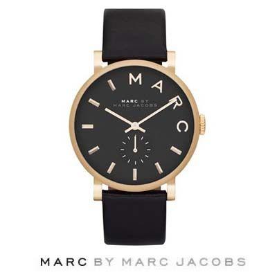 マークバイマークジェイコブス 腕時計 Baker Leather Strap Watch, 37mm ベイカー レザー ストラップ 腕時計 (ゴールド/ブラック)｜fromla