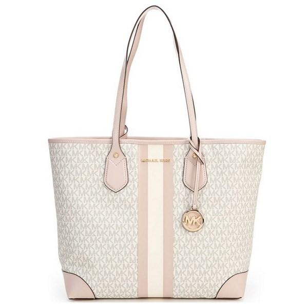 マイケルコース トートバッグ 30T9GV0T7B Michael Michael Kors Eva Large Logo Stripe Tote Bag (Vanilla/Soft Pink) EVA ラージ トート (バニラ/ソフトピンク)｜fromla