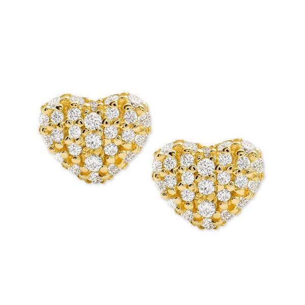 マイケルコース ピアス Michael Kors MKC1119AN Precious Metal-Plated Sterling Silver Pave Heart Studs パヴェ ハート スタッズ ピアス (ゴールド)｜fromla