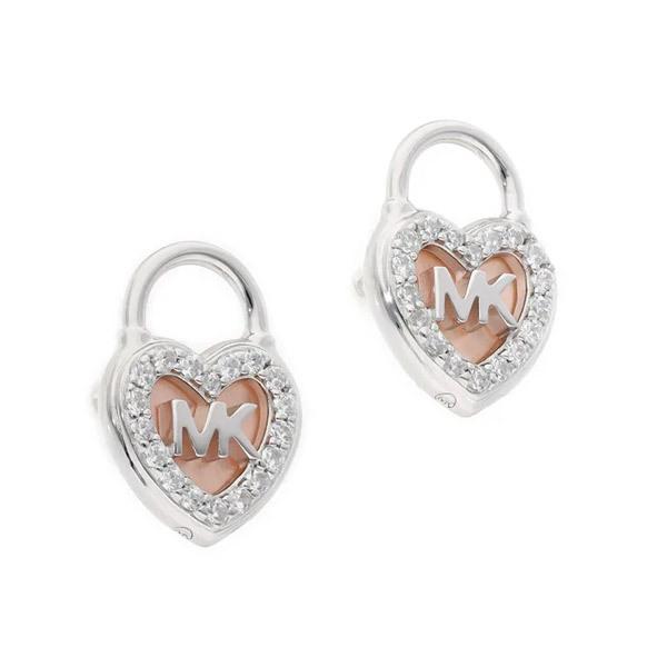 マイケルコース ピアス Michael Kors MKC1559 Sterling Silver Mother of Pearl Heart Lock Stud Earrings ハート ロック スタッド ピアス (シルバー)