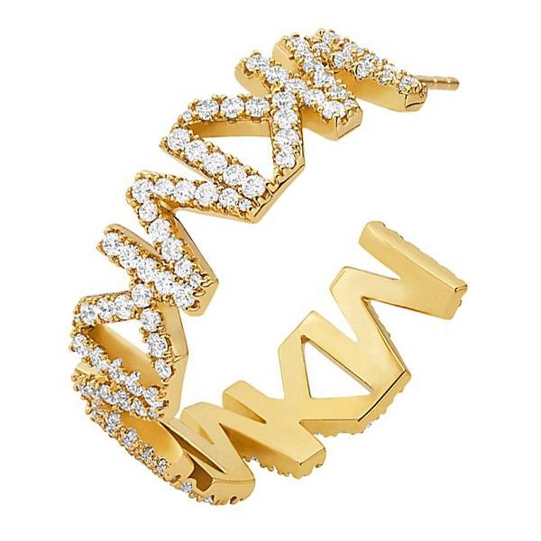 マイケルコース ピアス Michael Kors MKJ7955 14K Gold-Plated Brass Pave Logo Large Hoop Earrings パヴェ ロゴ ラージ フープ ピアス (ゴールド)｜fromla｜04