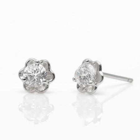 ピアス レディース ダイヤモンド cz プラチナ 加工 アレルギー対応 ブランド フラワー 花｜fromny｜02