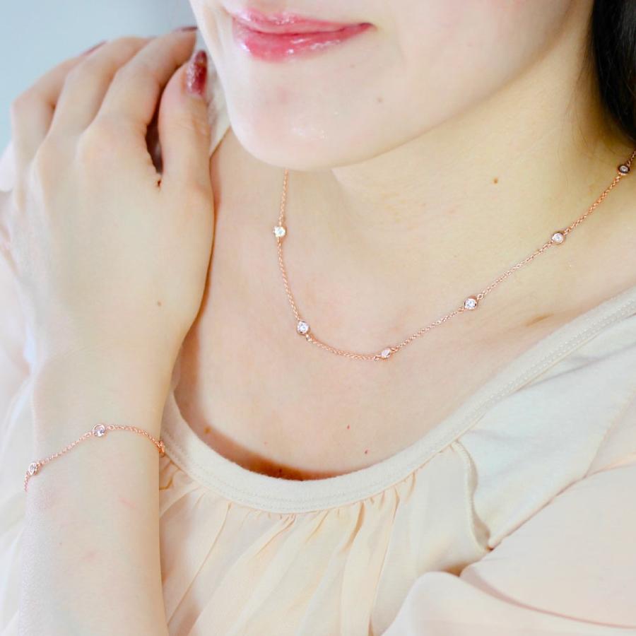ネックレス レディース ダイヤモンド cz プラチナ 18金 ピンクゴールド 