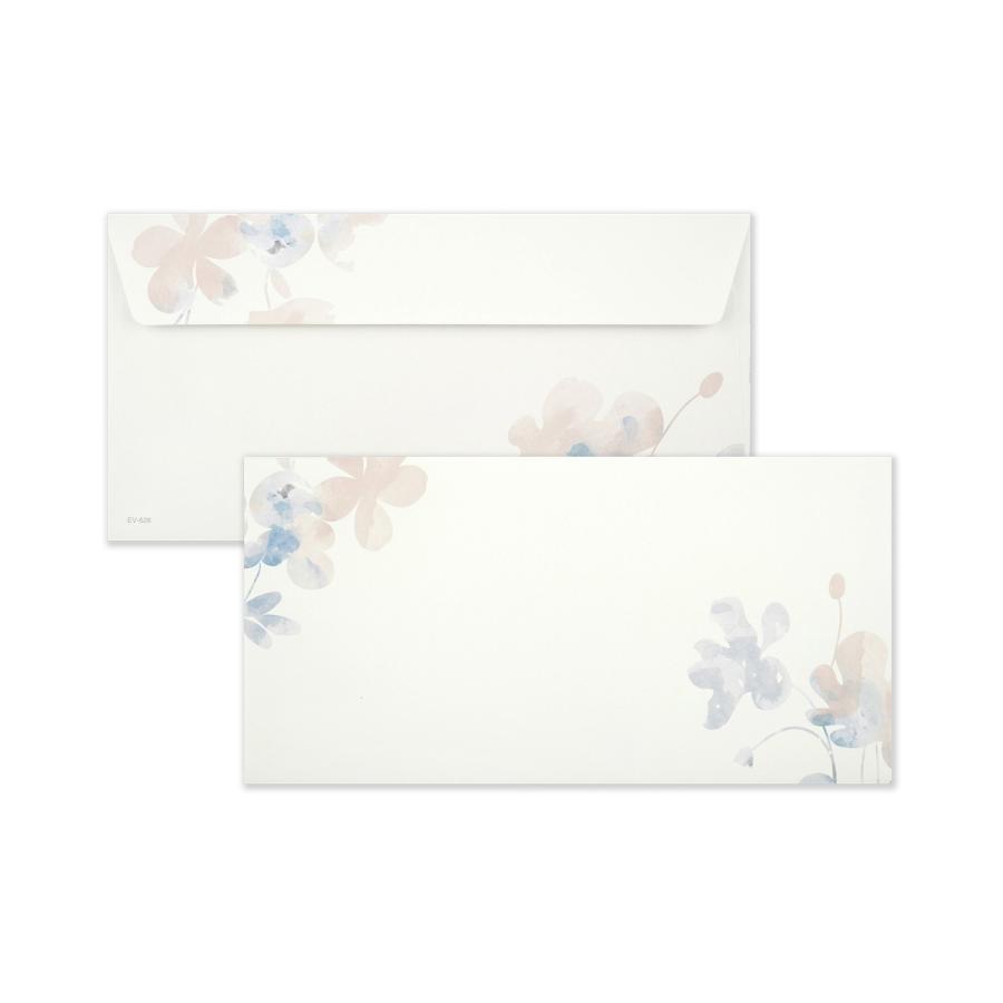 封筒　淡い色の花あわせ｜ev-626　定形 定型 郵便 枠なし 6枚入り おしゃれ シンプル かわいい 記念日 招待状 案内状 お礼 季節 夏 |  | 02