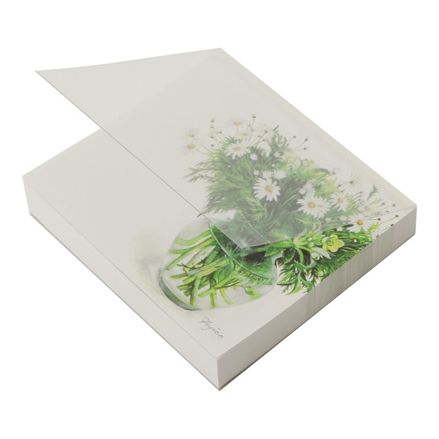 ブロックメモ　不二子花瓶と花　メモ帳 メモパッド 100x90mm 日本製 カラー シンプル かわいい 花 上品 植物｜frontia
