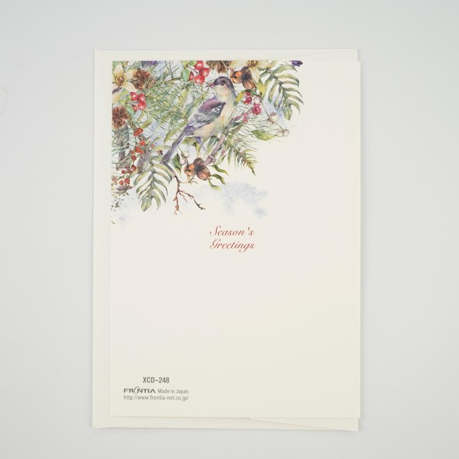 クリスマスカード クラシック クリスマス青い鳥とリース｜xcd-248