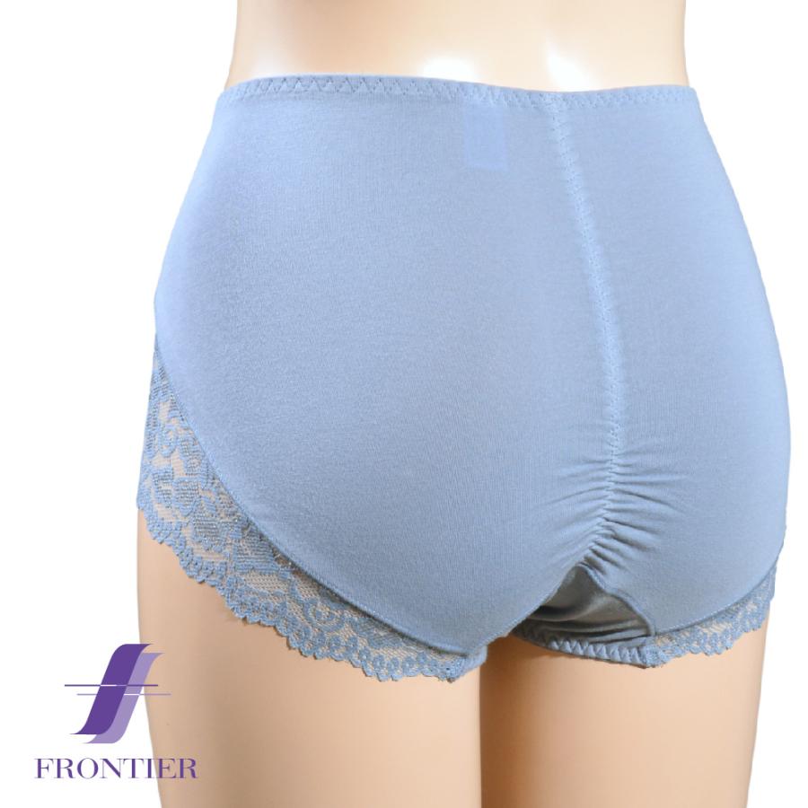 綿混ショーツガードル すっぽりバックギャザーショーツ ブルーグレー