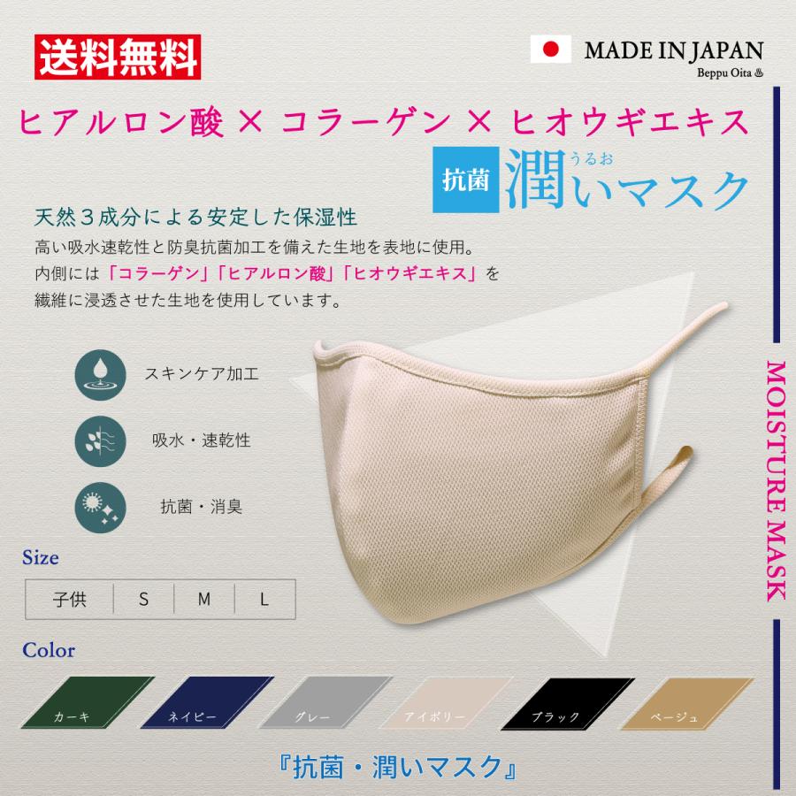 抗菌・潤いマスク ヒアルロン酸 コラーゲン スキンケア 洗える 日本製