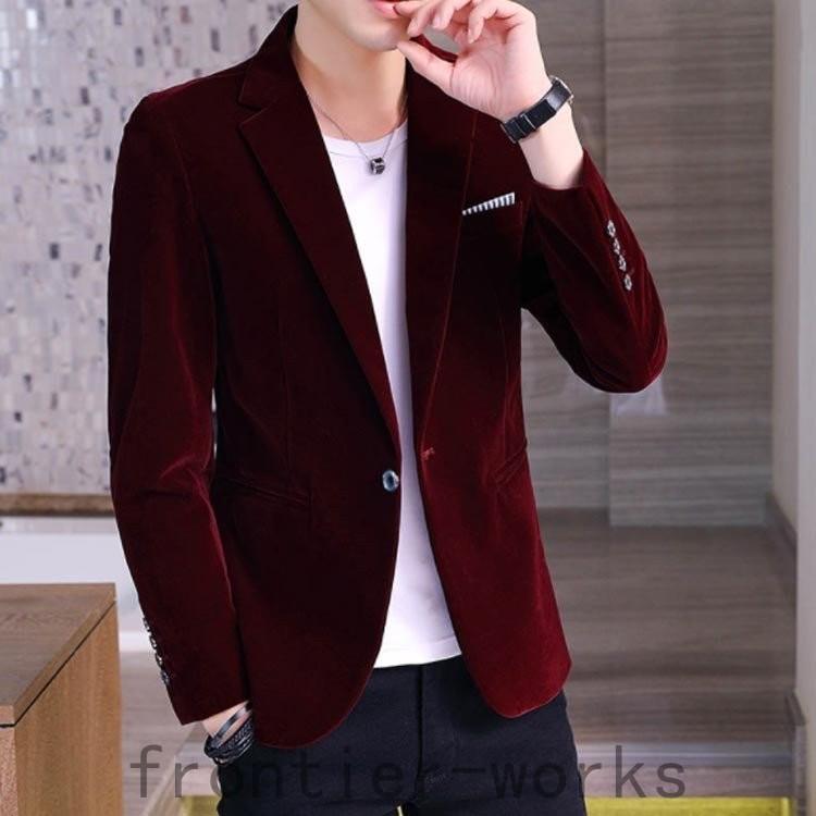 上等な ジャケット ベロアジャケット メンズ テーラードジャケット 無地 秋 冬 全4色 5サイズ テーラードジャケット メンズ ベロア素材 ジャケット アウター メンズジャケット テーラード 厚手 ビジネス カジュアル