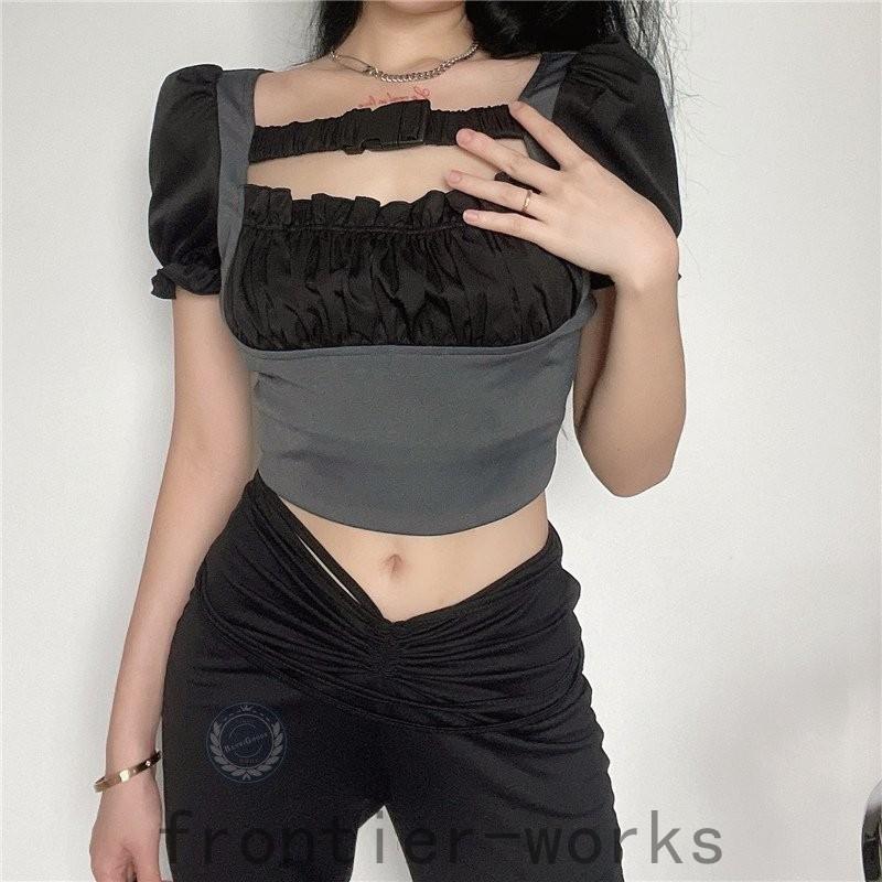 レディースファッション お買物マラソン最大1000円offクーポンあり ダンス衣装 へそ出し レディーストップス 黒 半袖 ショート丈 へそだし Tシャツ タンクトップ 韓国 ファッション ヒップホップ Hiphop かっこいい おしゃれ 女性 Rofm4c4edk Wrestlesquare Com