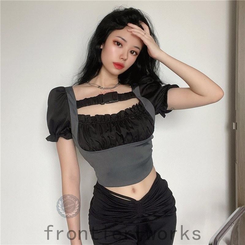 レディースファッション お買物マラソン最大1000円offクーポンあり ダンス衣装 へそ出し レディーストップス 黒 半袖 ショート丈 へそだし Tシャツ タンクトップ 韓国 ファッション ヒップホップ Hiphop かっこいい おしゃれ 女性 Rofm4c4edk Wrestlesquare Com