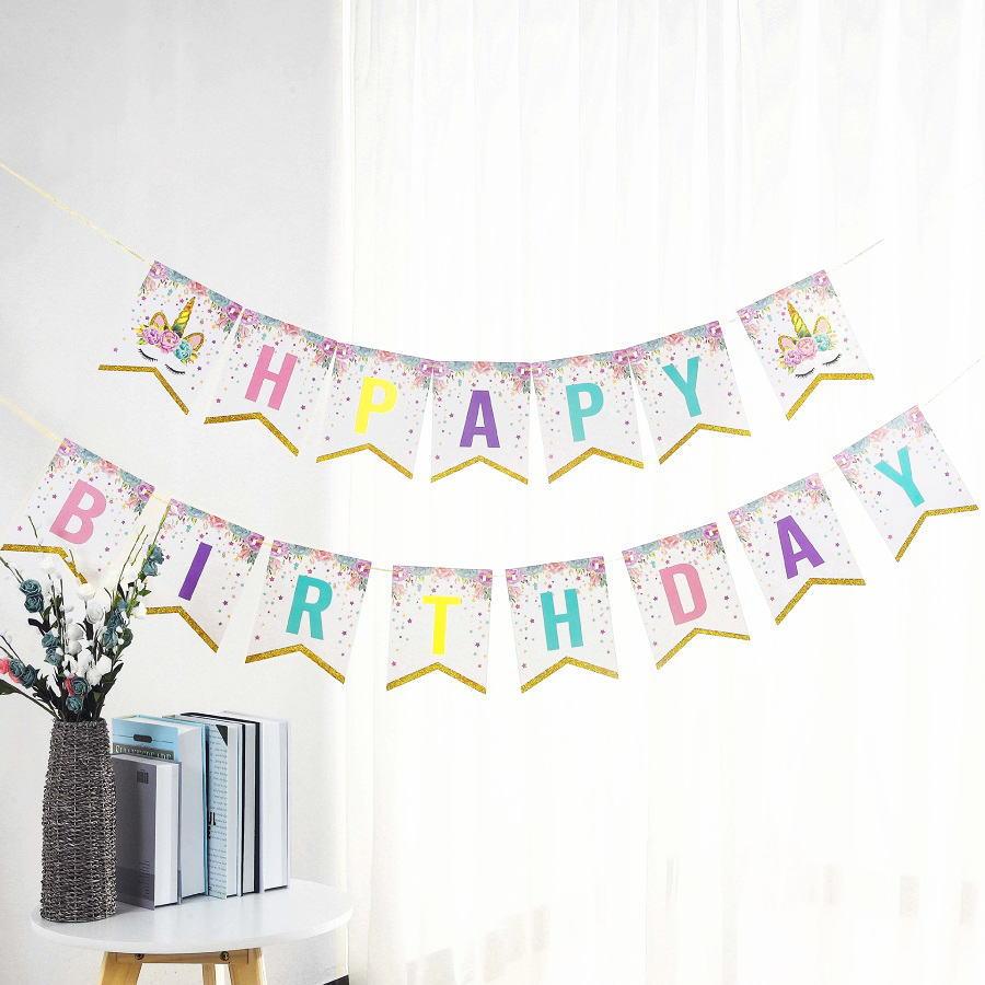 ユニコーン お誕生日ガーランド ハッピーバースデー 誕生日 飾り