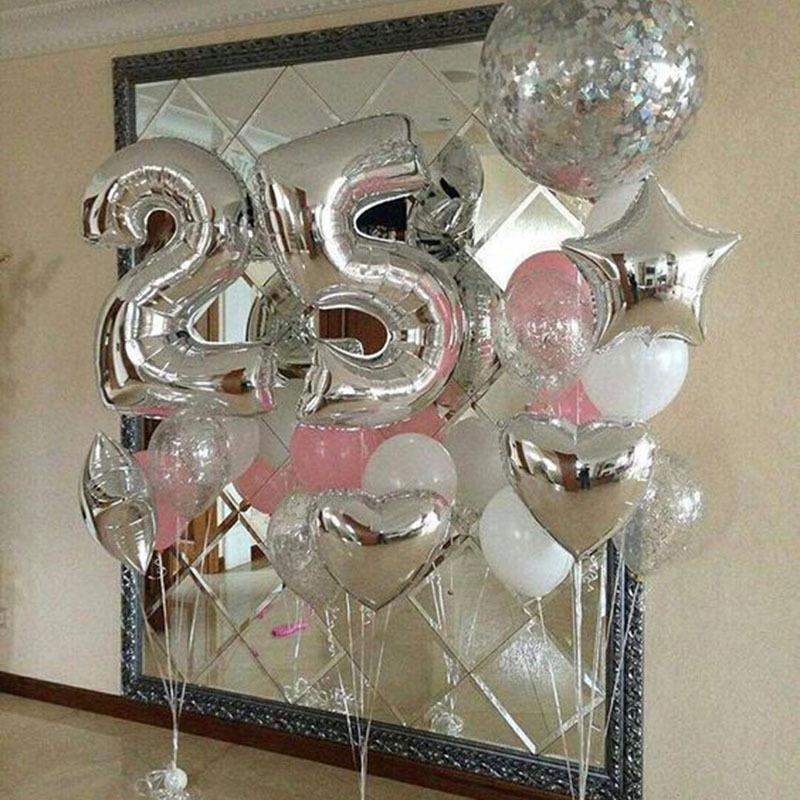 数字 バルーン 風船 誕生日 シルバー ナンバーバルーン 70cm ミドル