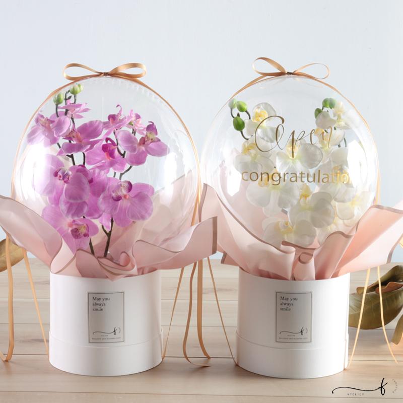 胡蝶蘭 お祝い 造花 アレンジメント バルーン ラッピング カード付き