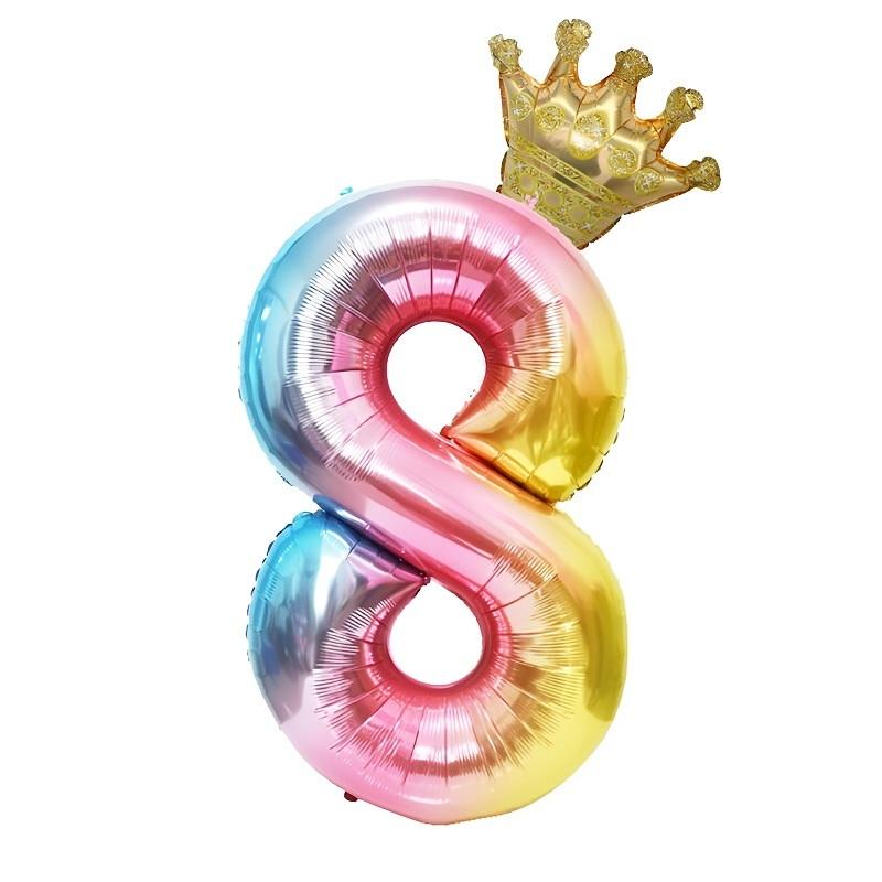 数字 王冠付き バルーン Lサイズ 90cm 誕生日 パステル 風船 飾り付け