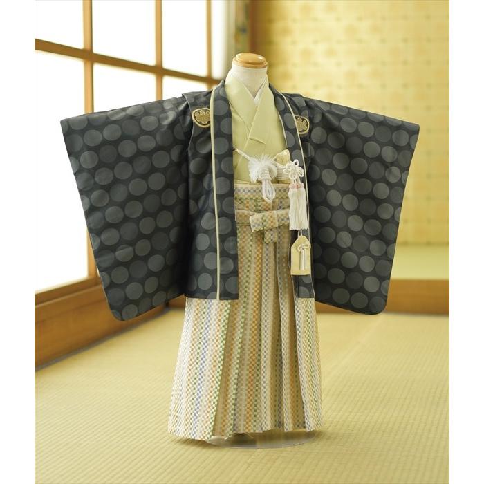 七五三 3歳 男の子 着物 レンタル ダークグレー水玉 3才《身長》95cm前後★簡単な着付けマニュアル付き! 子供着物レンタル 羽織 袴レンタル 753 卒園式 結婚式
