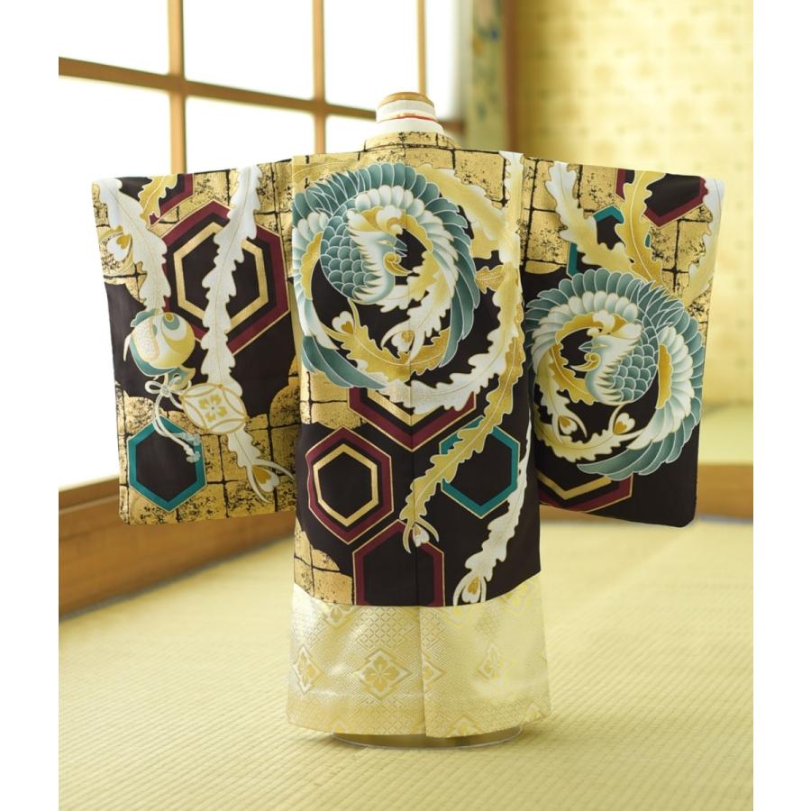 3歳着物くろ＆ゴールド SOUBIEN（創美苑） 七五三 着物 3歳 レトロ 被布 販売 女の子 三歳