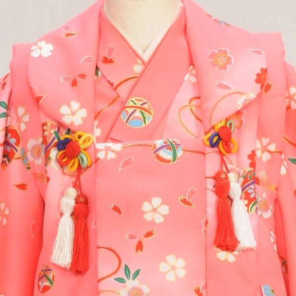七五三 女の子 着物 レンタル 3歳 被布 ぼかしピンク鈴《身長》90cm