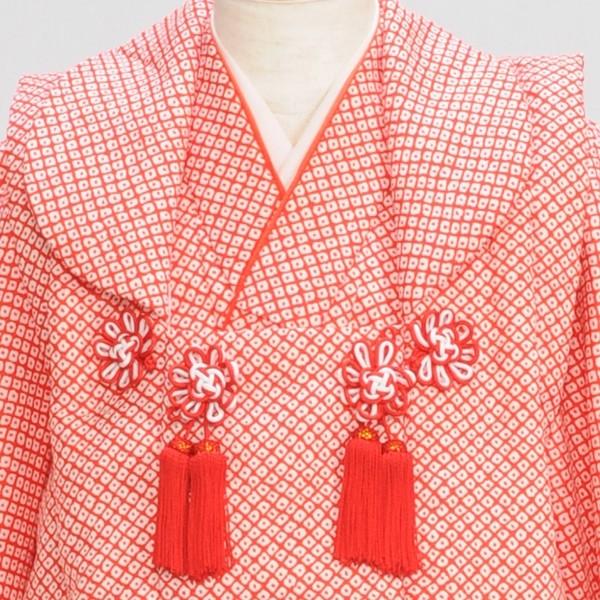 七五三 女の子 着物 レンタル 3歳 被布 赤かのこ《身長》90cm前後